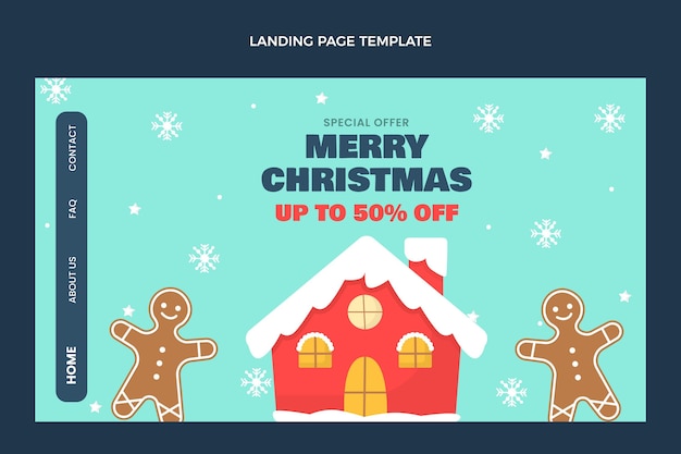 Hand drawn flat christmas landing page template