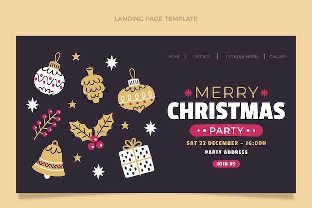 Free vector hand drawn flat christmas landing page template