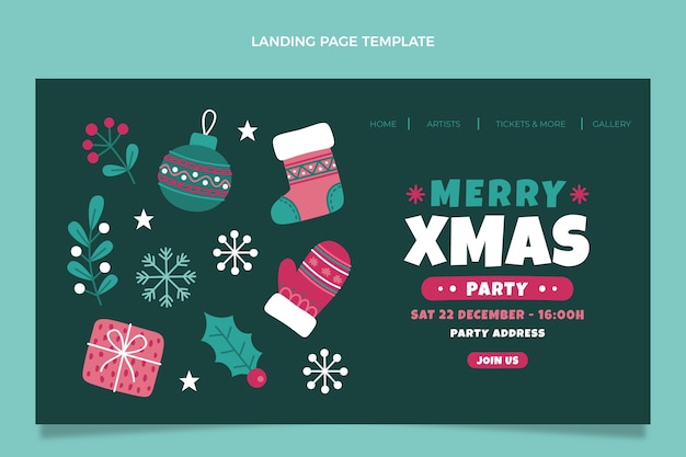 Free vector hand drawn flat christmas landing page template