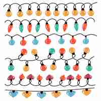 Free vector hand drawn flat christmas lights collection