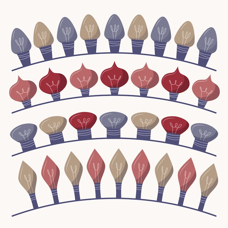 Free Vector hand drawn flat christmas lights collection