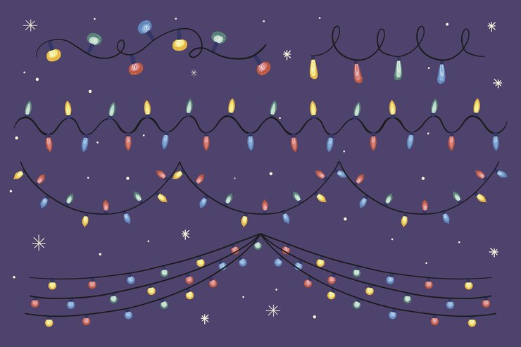Free Vector hand drawn flat christmas lights collection