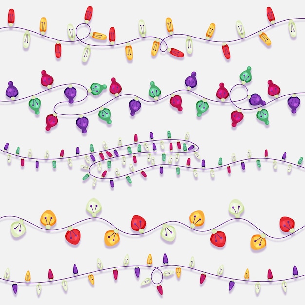 Free vector hand drawn flat christmas lights collection