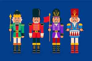 Free vector hand drawn flat christmas nutcrackers collection