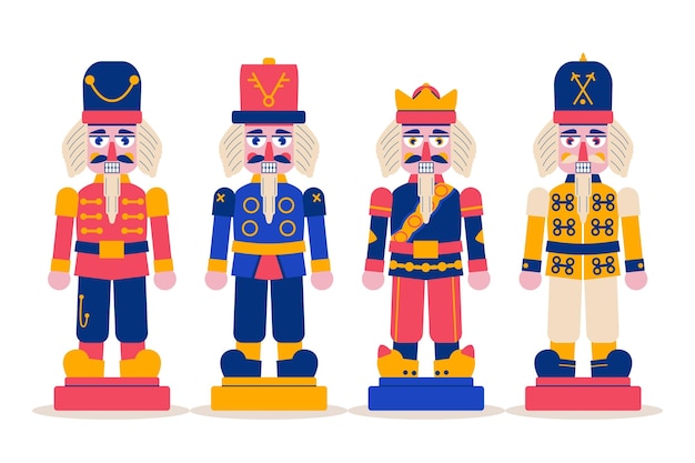 Free vector hand drawn flat christmas nutcrackers collection