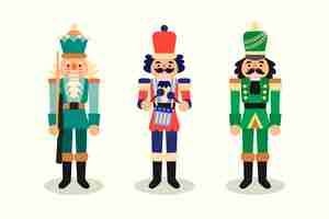 Free vector hand drawn flat christmas nutcrackers collection