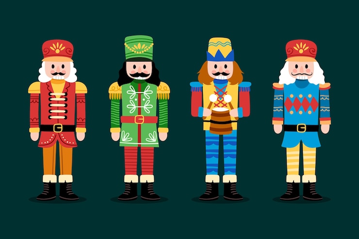Free Vector hand drawn flat christmas nutcrackers collection