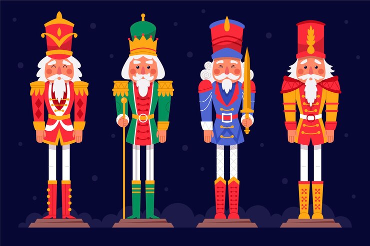 Free Vector hand drawn flat christmas nutcrackers collection