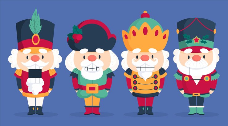 Free Vector hand drawn flat christmas nutcrackers collection