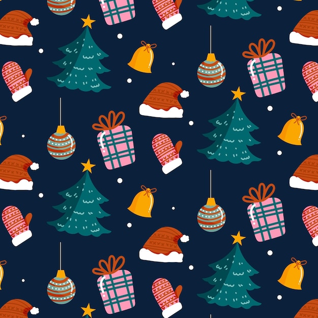 Hand drawn flat christmas pattern design