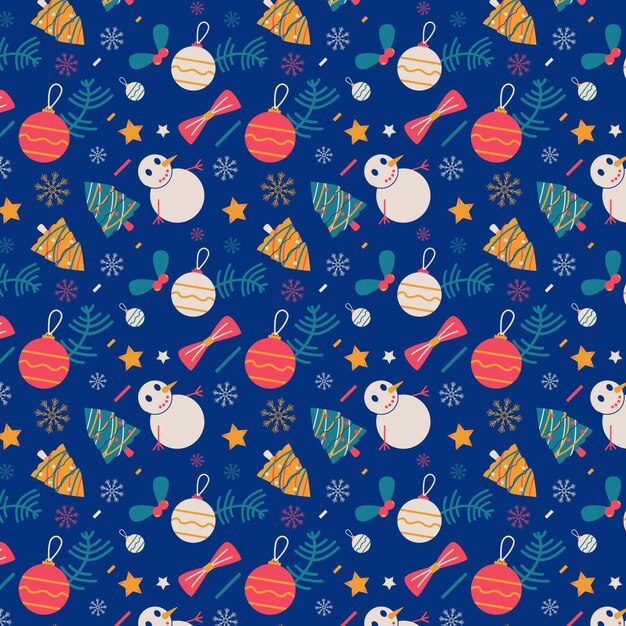 Hand drawn flat christmas pattern design