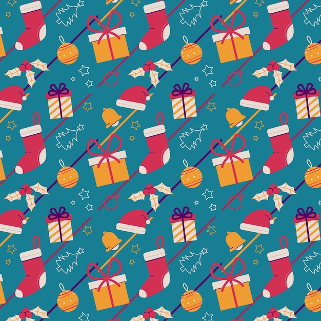 Hand drawn flat christmas pattern design