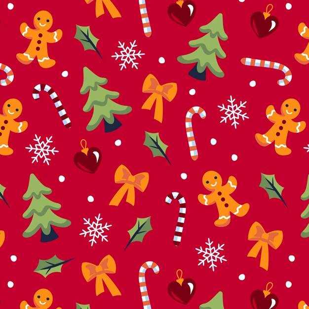 Hand drawn flat christmas pattern design