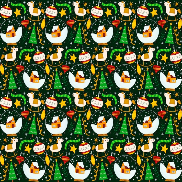 Hand drawn flat christmas pattern design