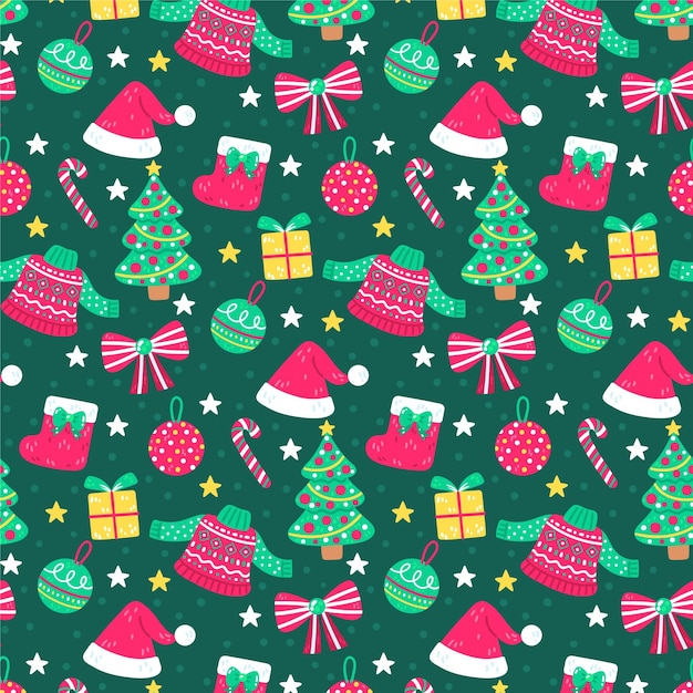 Hand drawn flat christmas pattern design