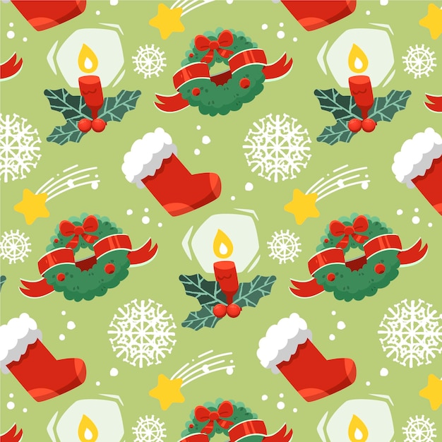 Free vector hand drawn flat christmas pattern design