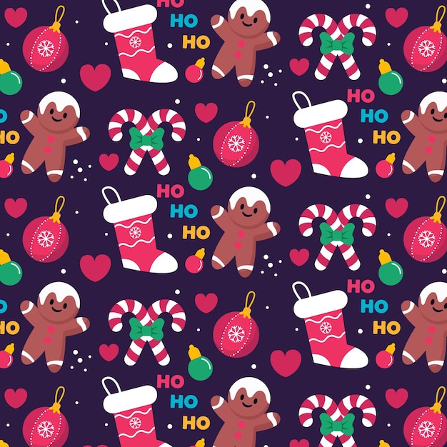 Free vector hand drawn flat christmas pattern design