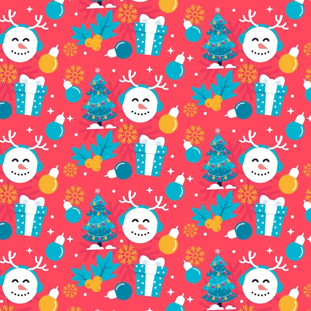 Hand drawn flat christmas pattern design