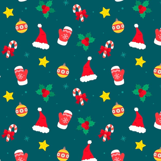 Hand drawn flat christmas pattern design