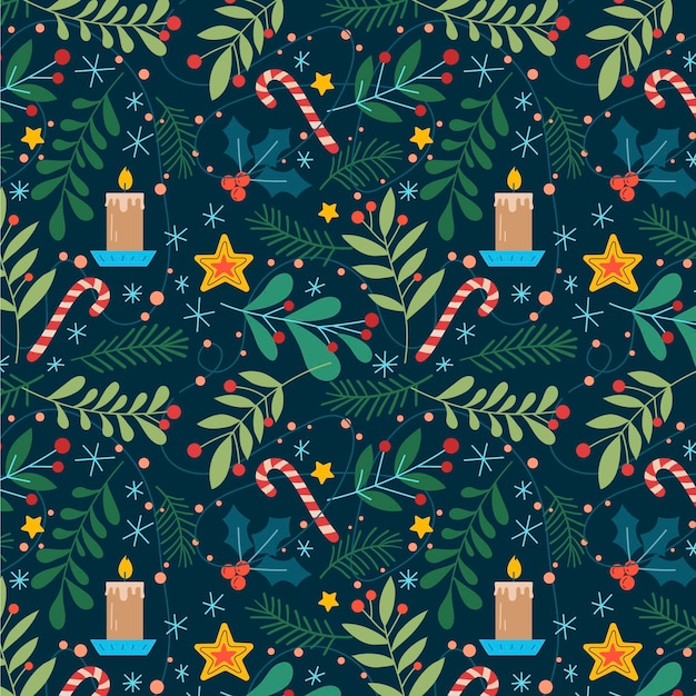 Free vector hand drawn flat christmas pattern design