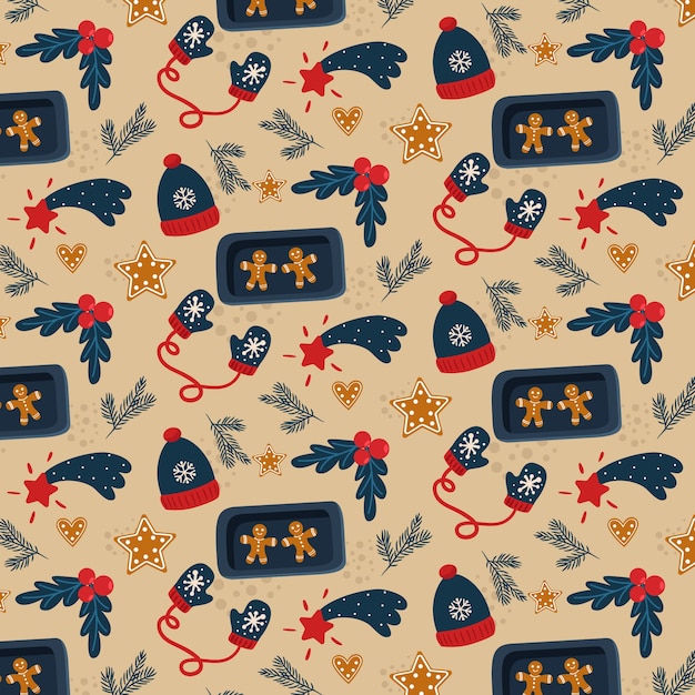 Free vector hand drawn flat christmas pattern design