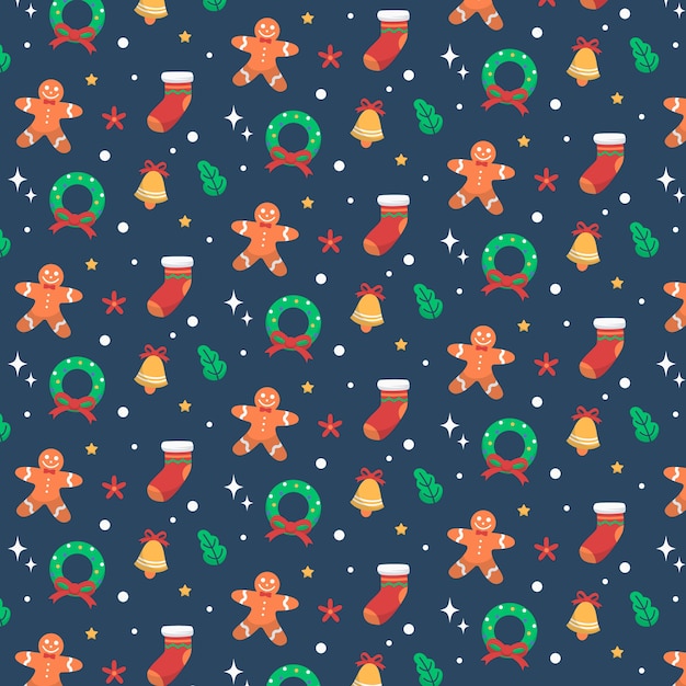 Free vector hand drawn flat christmas pattern design