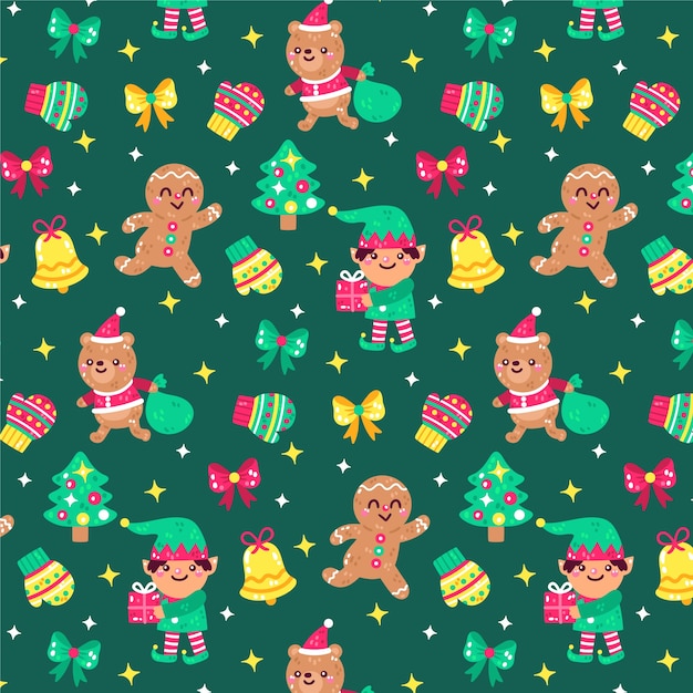 Free vector hand drawn flat christmas pattern design