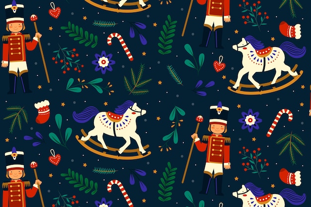 Hand drawn flat christmas pattern design