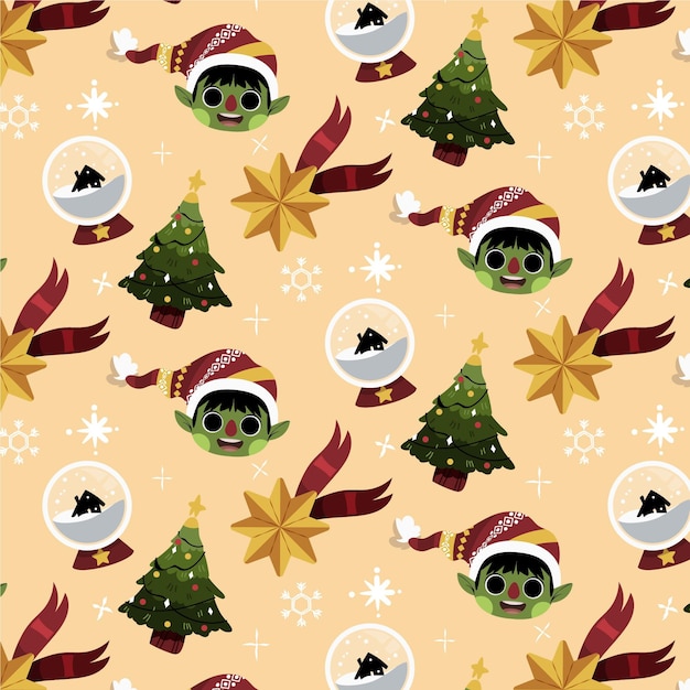 Free vector hand drawn flat christmas pattern