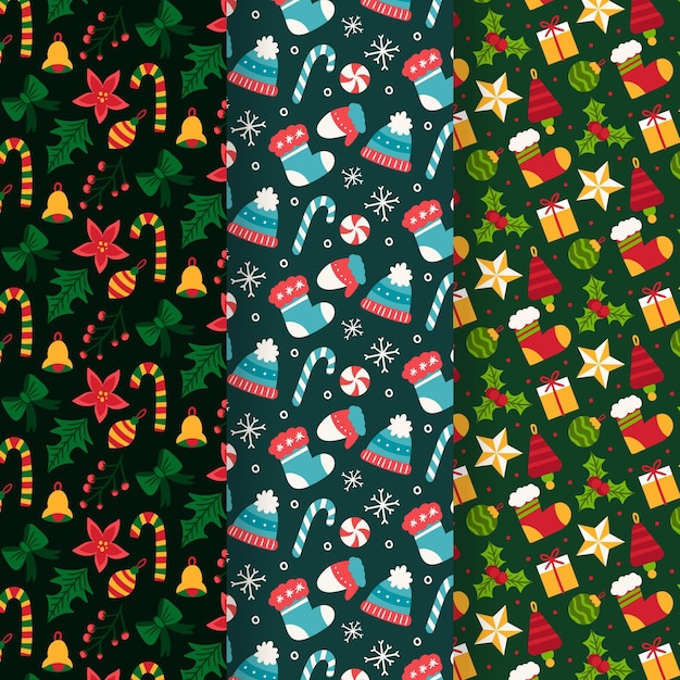 Free vector hand drawn flat christmas pattern