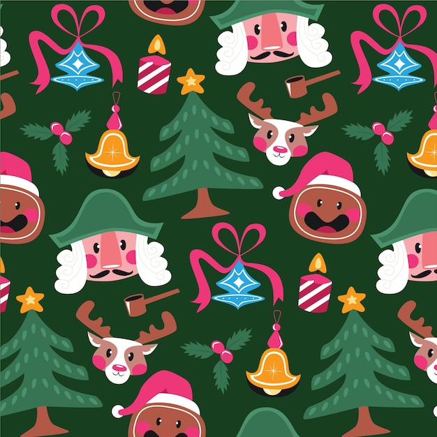 Free vector hand drawn flat christmas pattern