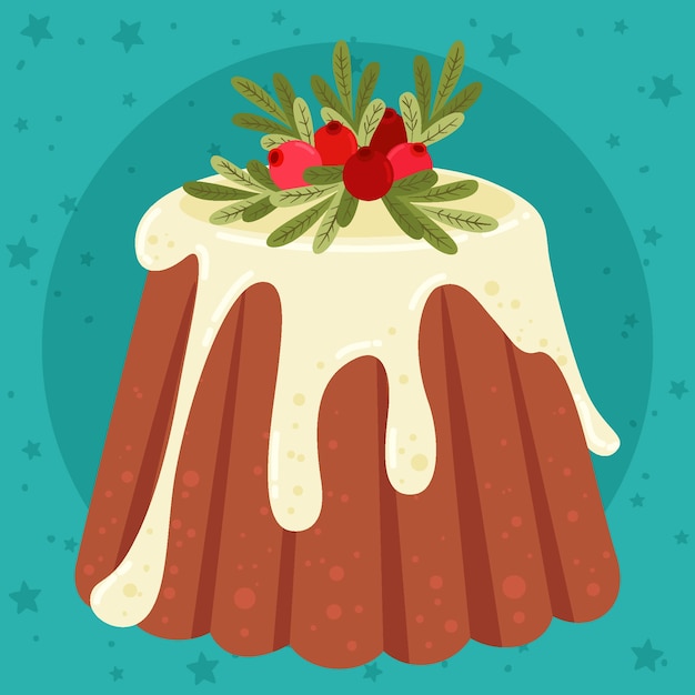 Free vector hand drawn flat christmas pudding illustration