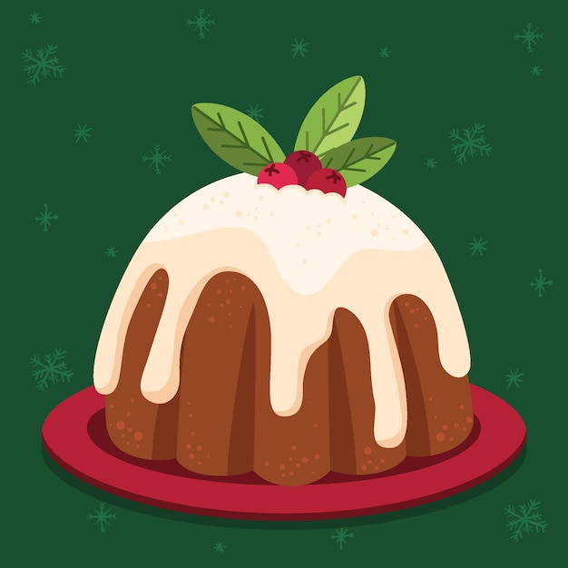 Free vector hand drawn flat christmas pudding illustration