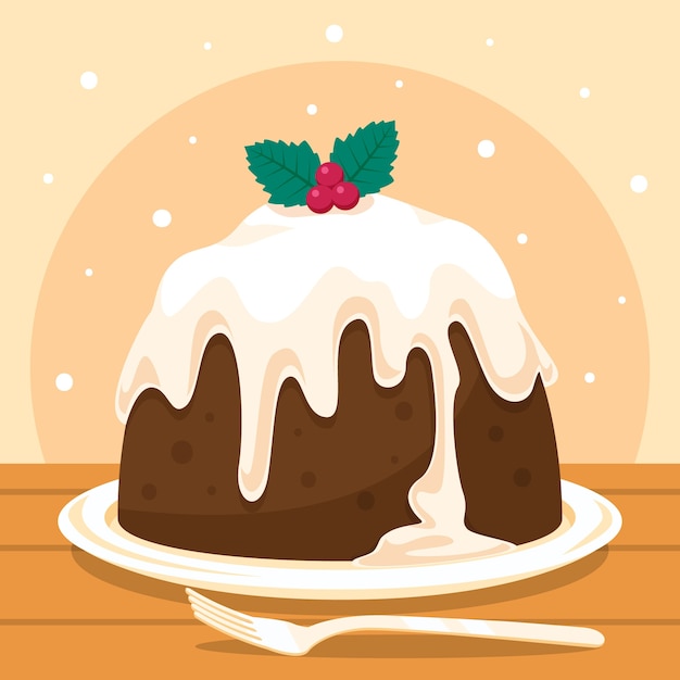 Free vector hand drawn flat christmas pudding illustration