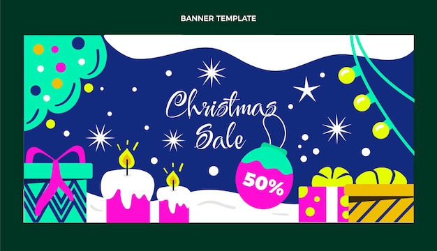 Free vector hand drawn flat christmas sale horizontal banner