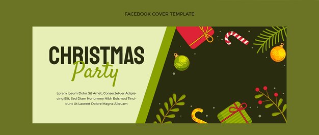 Hand drawn flat christmas social media cover template