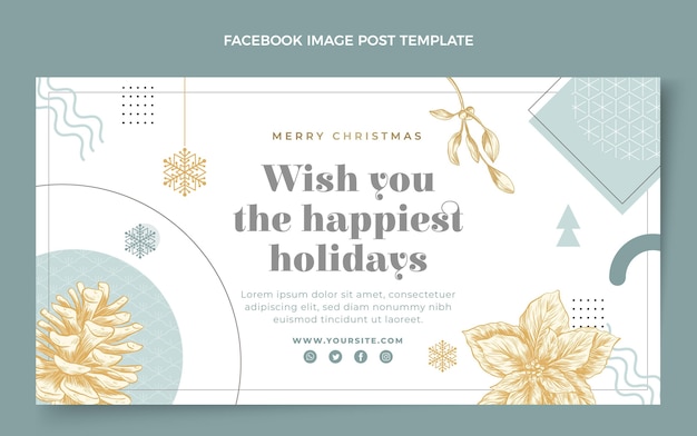 Free vector hand drawn flat christmas social media post template