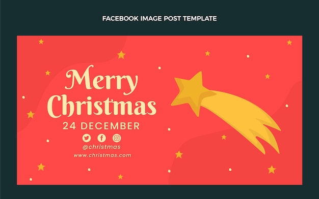 Modello di post sui social media di natale piatto disegnato a mano