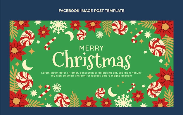 Free vector hand drawn flat christmas social media post template