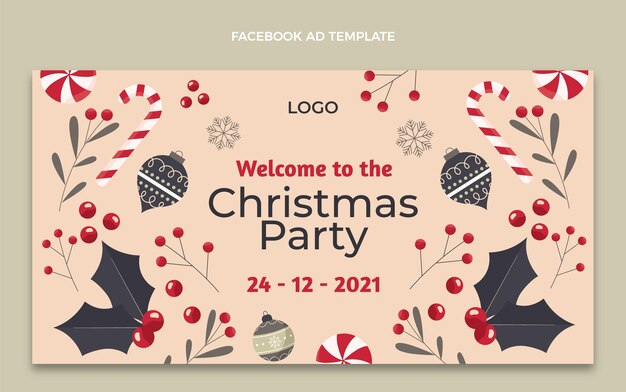 Бесплатное векторное изображение Ручной обращается плоский рождественский промо-шаблон в социальных сетях