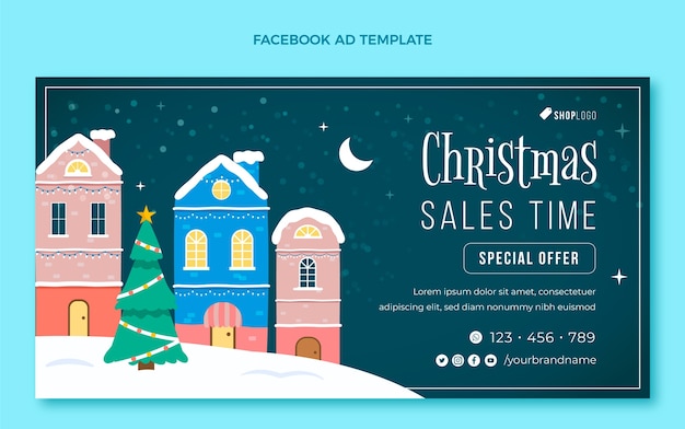 Free vector hand drawn flat christmas social media promo template