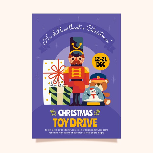 Ручной обращается плоский рождественский игрушечный привод вертикальный шаблон плаката