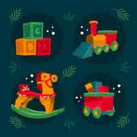 Free vector hand drawn flat christmas toys collection