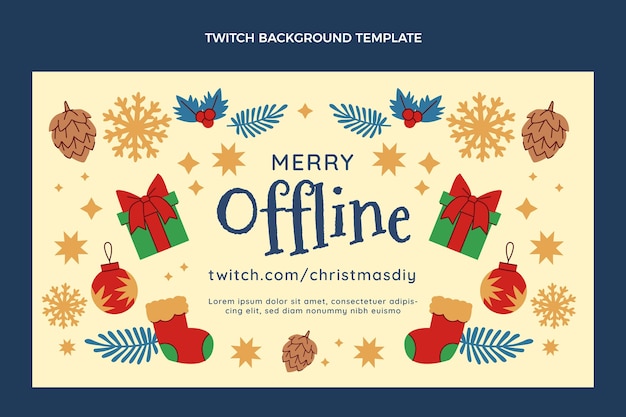 hand drawn flat christmas twitch background