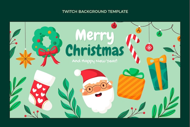 Free vector hand drawn flat christmas twitch background