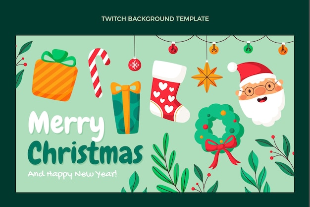 Hand drawn flat christmas twitch background