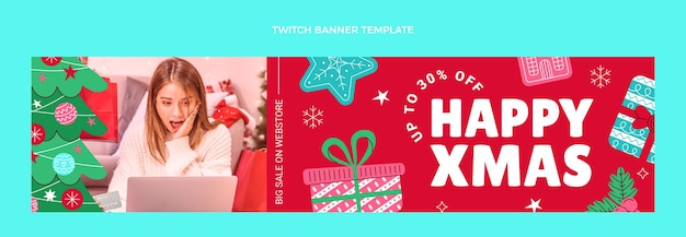Hand drawn flat christmas twitch banner