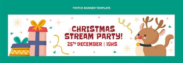 Hand drawn flat christmas twitch banner