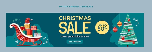 Hand drawn flat christmas twitch banner