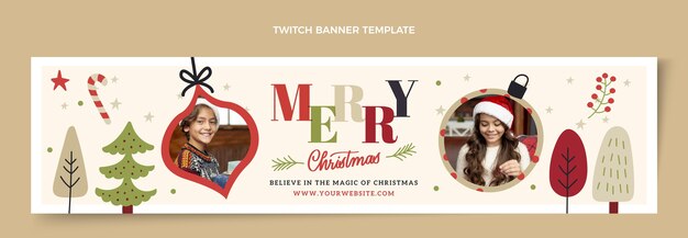 hand drawn flat christmas twitch banner